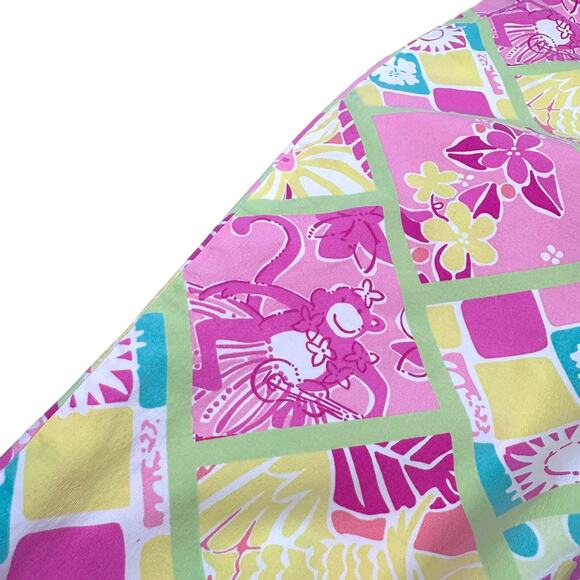 Vintage Lilly Pulitzer Capri Pants Women 4 Pink Diamond Head Patch Hula Monkey - Picture 4 of 8